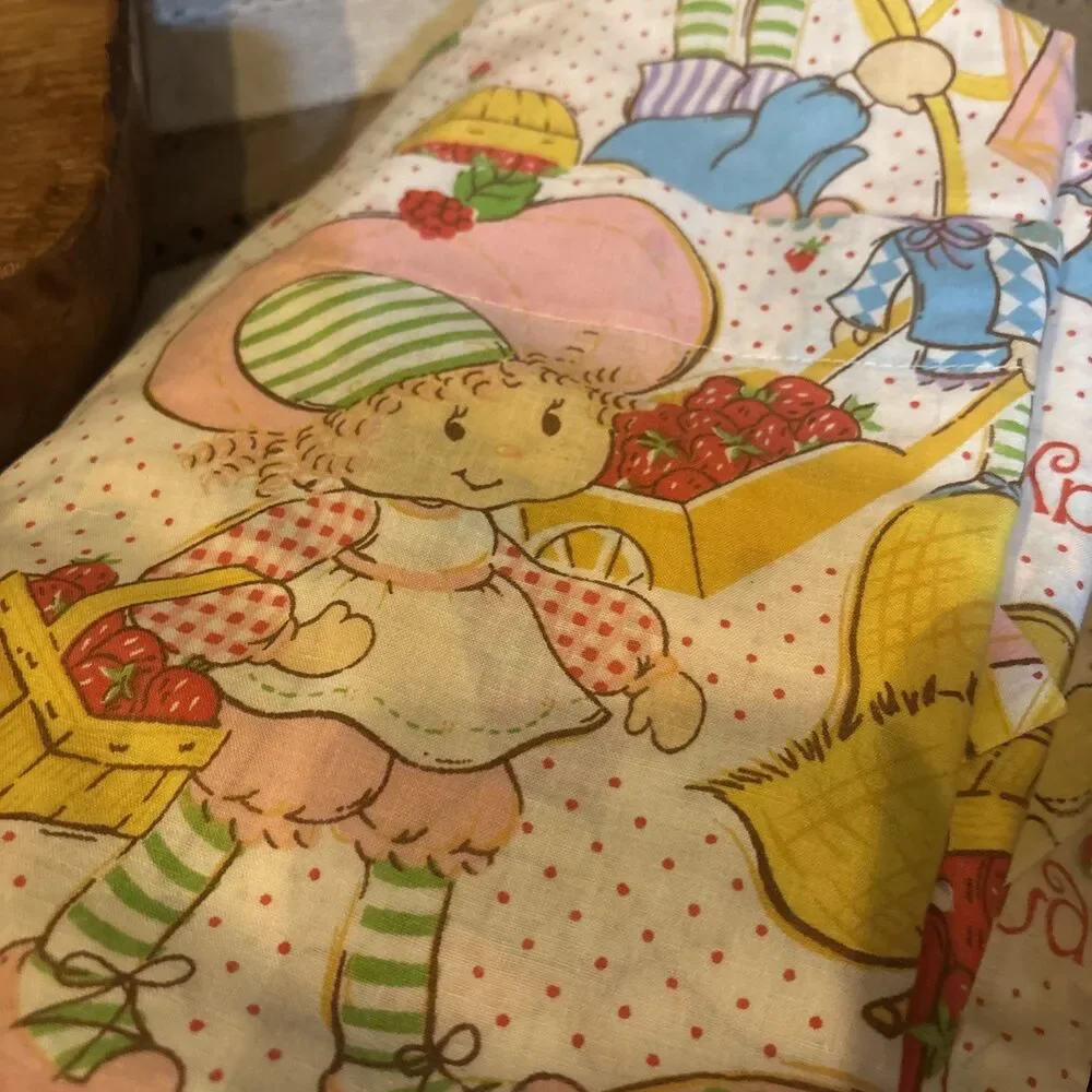 Vintage 1980s Strawberry Shortcake Twin Sheet 5 PC Set American Greetings READ